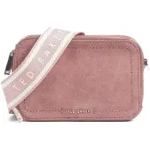 Ted Baker Leder Umhängetasche Shayann Webbing Suede Crossbody Camera Bag Pink rosa