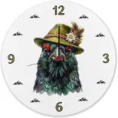 Speecheese Auerhuhn mit alpenländischem Trachtenhut Wanduhr aus Alu