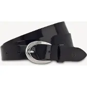 Tamaris Ledergürtel "Carolin Silver", Damen, Gr. 85, schwarz, Materialmix, unifarben, Gürtel Ledergürtel, weiches Lack-Rindleder mit hochglänzendem Finish