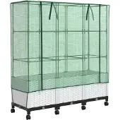 Syfax Gartenplanter mit Gewächshausabdeckung und Rädern 3 stk. Weiß