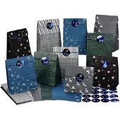 Famanu Adventskalender zum Befüllen – 24 große Kraftpapiertüten mit Stickern
