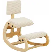 HOMCOM Ergonomischer Kniestuhl, Kniehocker mit Rückenlehne Cord-Optik, Cremeweiß
