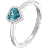 Trendor 31064-04 Damenring mit blauem Herz-Zirkonia 925 Silber