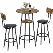 HOMCOM Bartisch-Set Spanplatte 60B x 60T x 91H cm Rustikal Braun