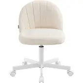 Songmics Schminkstuhl, Bürostuhl, Kunstleder-Oberfläche, höhenverstellbar, kompaktes Design, weiß