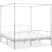 vidaXL Himmelbett-Gestell Weiß Metall 180 x 200 cm