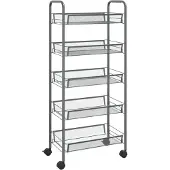 vidaXL Küchenwagen 5 Etagen Grau 46x26x105 cm Eisen