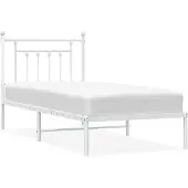 vidaXL Bettgestell mit Kopfteil Metall Weiß 80x200 cm