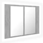 vidaXL LED-Bad-Spiegelschrank Betongrau 60x12x45 cm Acryl