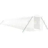 vidaXL Gewächshaus mit Stahlrahmen Weiß 40 m² 20x2x2 m