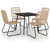 vidaXL 5-tlg. Garten-Essgruppe Poly Rattan und Glas