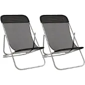 vidaXL Strandstühle 2 Stk. Textilene & Pulverbeschichteter Stahl