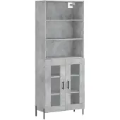 vidaXL Highboard Betongrau 69,5x34x180 cm Holzwerkstoff