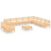 vidaXL 11-tlg. Garten-Lounge-Set Massivholz Kiefer