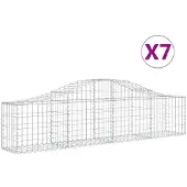 vidaXL Gabionen mit Hochbogen 7 Stk. 200x30x40/60 cm Verzinktes Eisen