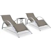 vidaXL Sonnenliegen 2 Stk. mit Tisch Aluminium Taupe