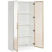 OKWISH Vitrine mit LED Beleuchtung Verstellbare Einlegeböden Wohnzimmer 80x40x160cm Weiß