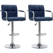 vidaXL Barhocker 2 Stk. Blau Stoff