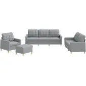 vidaXL 4-tlg. Sofagarnitur mit Kissen Hellgrau Stoff
