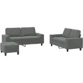vidaXL 3-tlg. Sofagarnitur Dunkelgrau Stoff