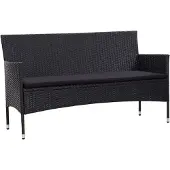 vidaXL 3-Sitzer-Gartensofa mit Auflagen Schwarz Poly Rattan