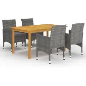 vidaXL 5-tlg. Garten-Essgruppe Grau