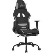 vidaXL Gaming-Stuhl mit Fußstütze Schwarz und Hellgrau Stoff