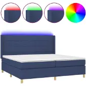 vidaXL Boxspringbett mit Matratze & LED Blau 200x200 cm Stoff