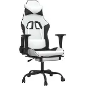 vidaXL Gaming-Stuhl mit Massage & Fußstütze Weiß & Schwarz Kunstleder