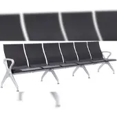 DELUKE Wartebank ERIK 6-Sitzer 338x59x89cm Kunststoff Schwarz Sitzbank Wartezimmer Airport-Bank