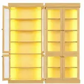 Merax Standhochschrank LED Glasvitrine Kippschutz Naturbraun