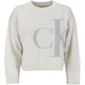 Calvin Klein Long Sleeve Monogram Sweater Tofu Größe: M | Pullover Outlet | Damen