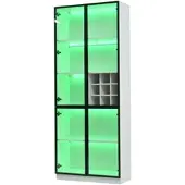 OKWISH Vitrine mit Glastüren LED Beleuchtung Wohnzimmer 80x35x200cm Weiß
