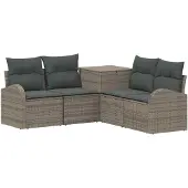 vidaXL Sofa Set 5 stk. Grau und Dunkelgrau Polyrattan und Stahl