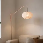 LumenXL Verstellbare Wandlampe Flera mit rundem Stoffschirm in Beige