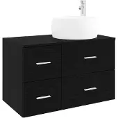 vidaXL Badezimmermöbel-Set 2 stk. Schwarze Eiche Holzwerkstoff