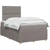 vidaXL LED Boxspringbett mit Matratze Taupe 120 x 200 cm Stoff
