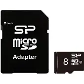 Silicon Power SP008GBSTH010V10SP, 8 GB, MicroSDHC, Klasse 10, Schwarz