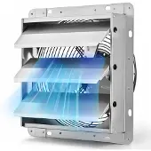 Vevor 269mm Abluftventilator mit Lamellen Industrie Wandventilator 25,5W, Stahlgehäuse, Wandmontage, 1380m3/h, 1400U/min, Leiser Betrieb, Belüftung + Kühlung für Garage Gewächshaus Werkstatt Stall