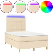 vidaXL Boxspringbett mit Matratze & LED Creme 120x190 cm Stoff