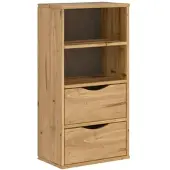 Helloshop26 - Vintage Beistellschrank mit 2 Schubladen und 2 Ablagen 40 x 24 x 79 cm aus massivem Kiefernholz 02_0058040