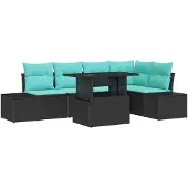 vidaXL Gartensofa-set 6 stk. Schwarz Poly-Rattan