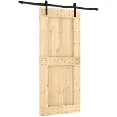 vidaXL Schiebetür Natürlich und Schwarz 90 x 210 cm Massivkiefer