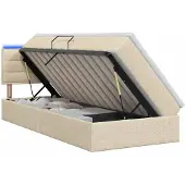 Syfax LED-Speicherbett mit Matratze Creme 100 x 200 cm Stoff