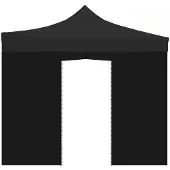 Divina Garden 3x2m wasserdichte schwarze Seitenabdeckung mit aufrollbarer Tür für Faltpavillon