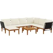 vidaXL 8 stk. Massives Akazienholz & Seil Natur