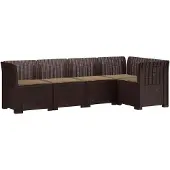 vidaXL 5-Sitzer Gartensofa mit Kissen Rattan-Look PP Braun