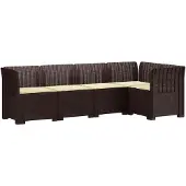 vidaXL 5-Sitzer Gartensofa mit Kissen Rattan-Look PP Braun