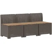 vidaXL 3-Sitzer Garten Sofa mit Kissen Rattan-Look PP Hellgrau