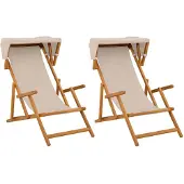 vidaXL Liegestuhl 2 pcs 3 Position Massives Eukalyptus Holz Beige